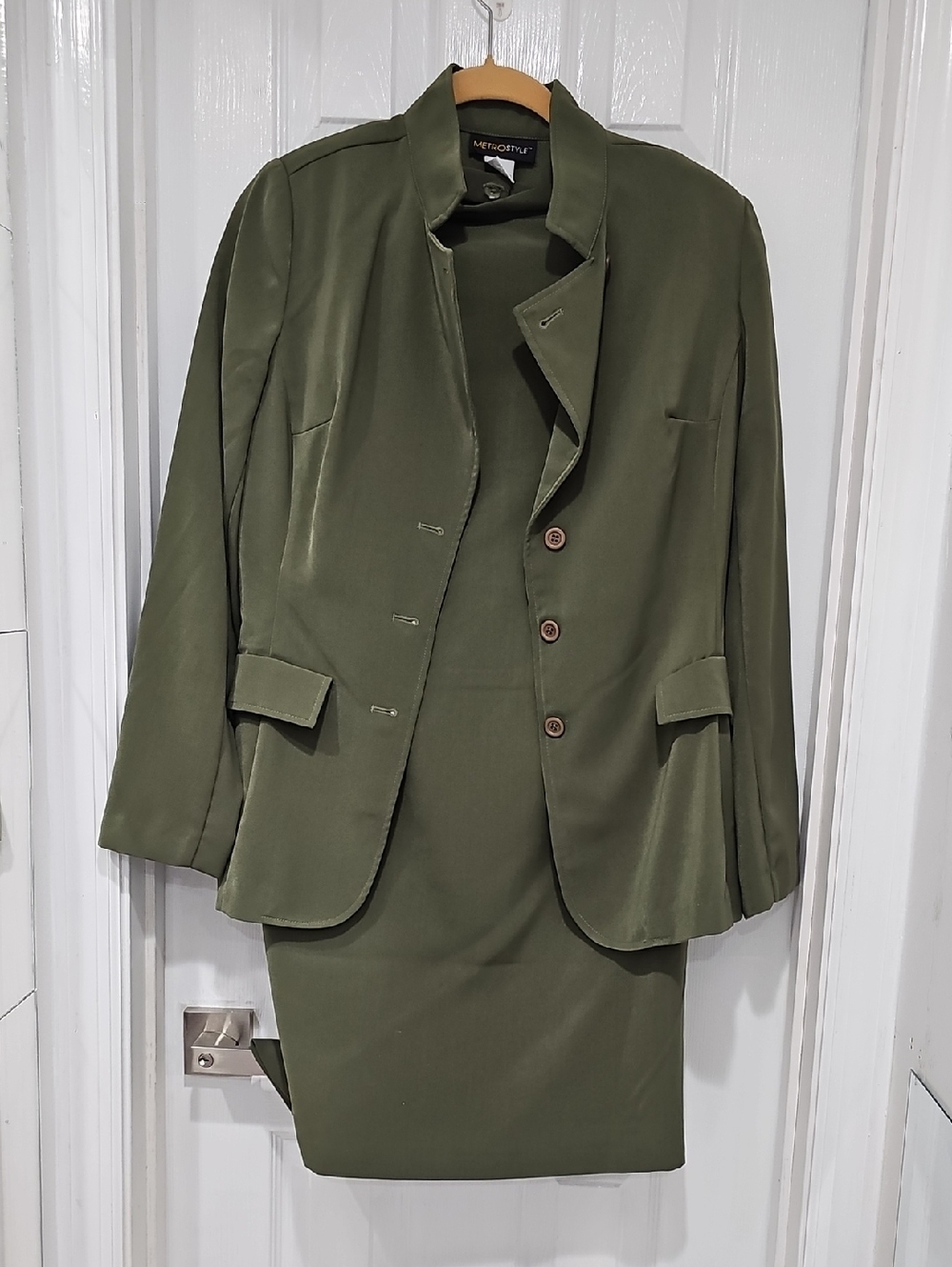 metrostyle Olive Green Skirt Suit Set